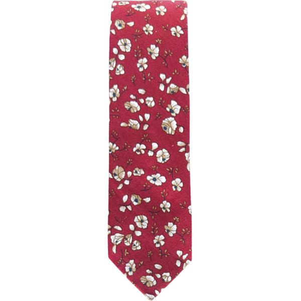 Burgundy Gold Floral Tie Set